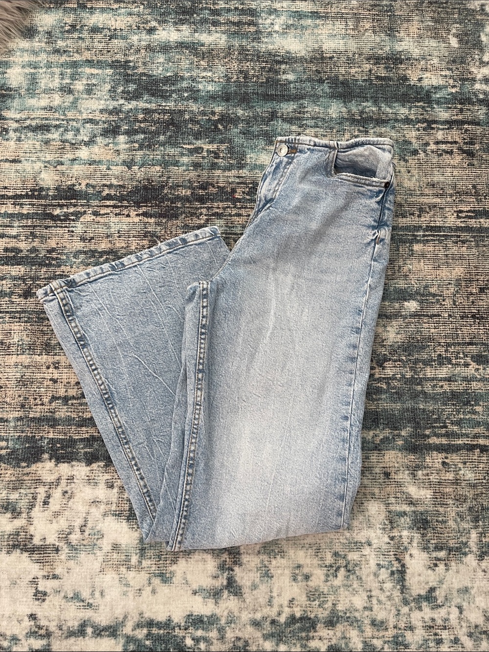 Zara Light Wash Girls Wide-Leg Jeans